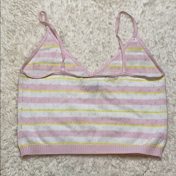 Forever 21 pink/white/yellow crop top size Medium - Picture 4 of 5